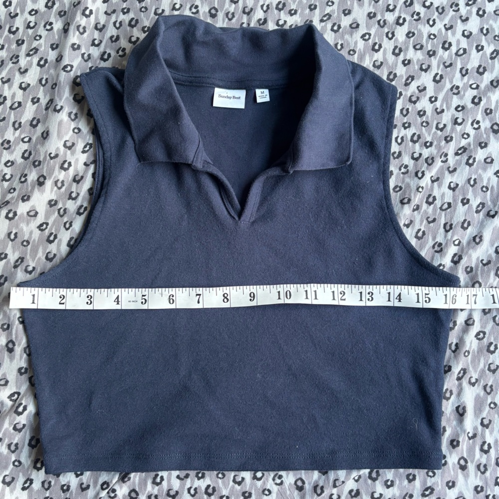 Sunday Best Knox Tank Polo Perfect Navy Sleeveless Knit Medium - Picture 5 of 6